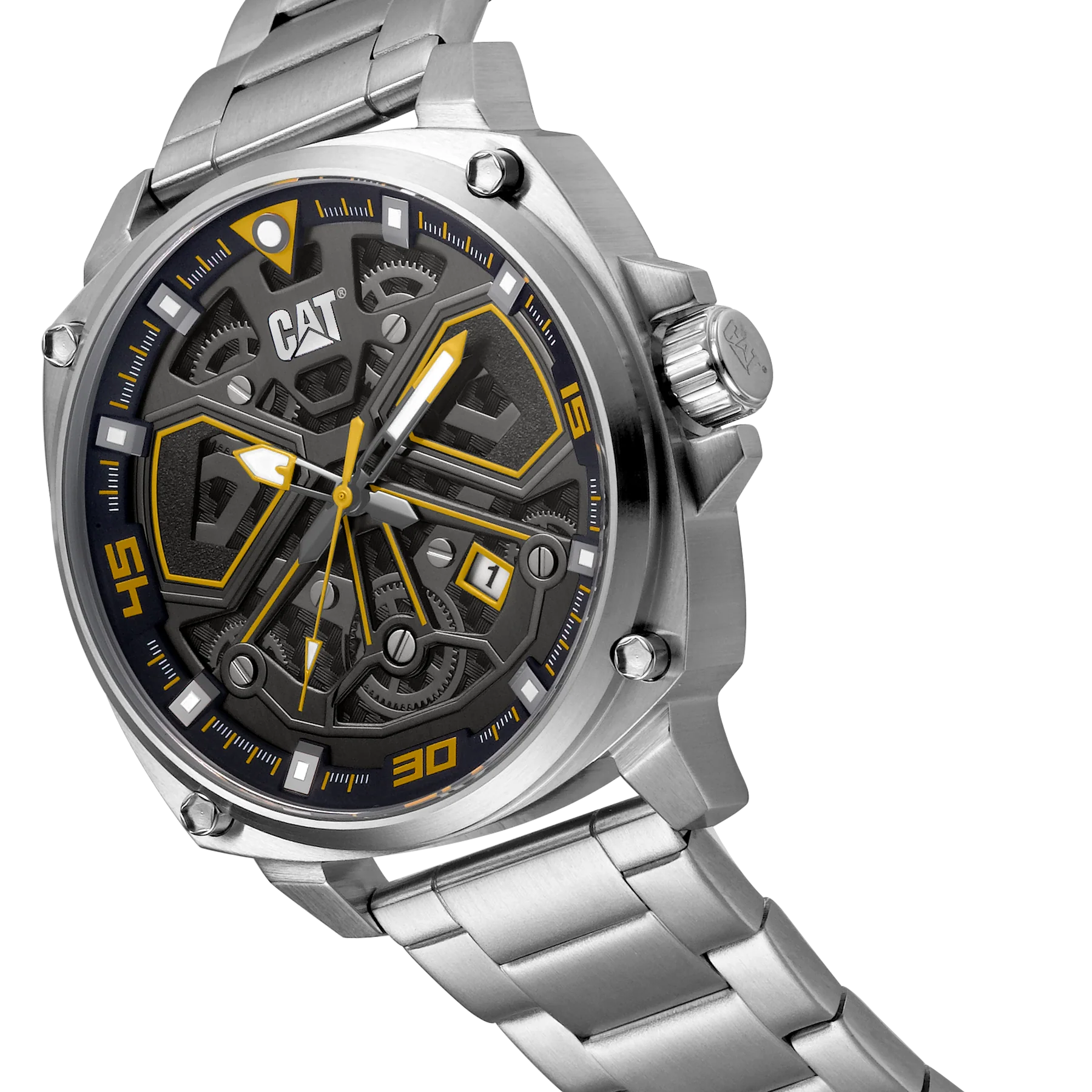 Orologio Tokyo Quadrante Nero/Giallo con Cinturino in Acciaio Inossidabile