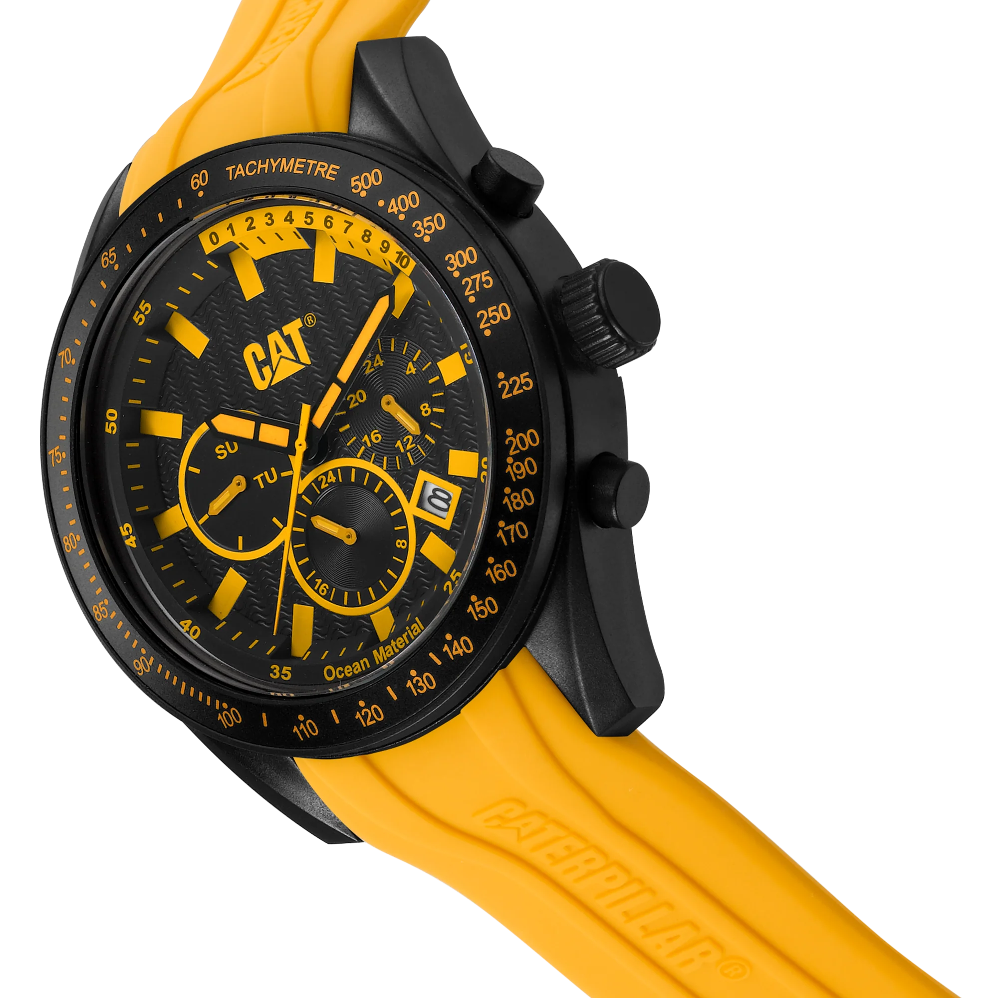 Oceania Multi Watch Quadrante Nero con Cinturino in Silicone Giallo