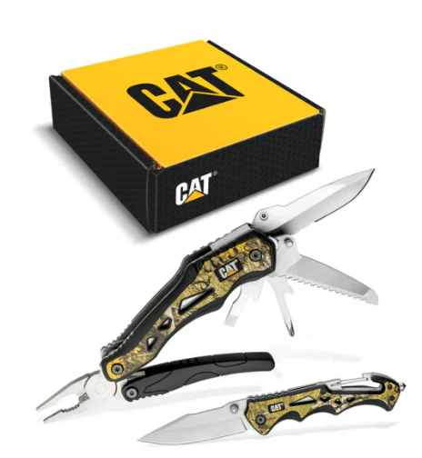 Set regalo con coltello e multitool da 2 pezzi con stampo in legno reale