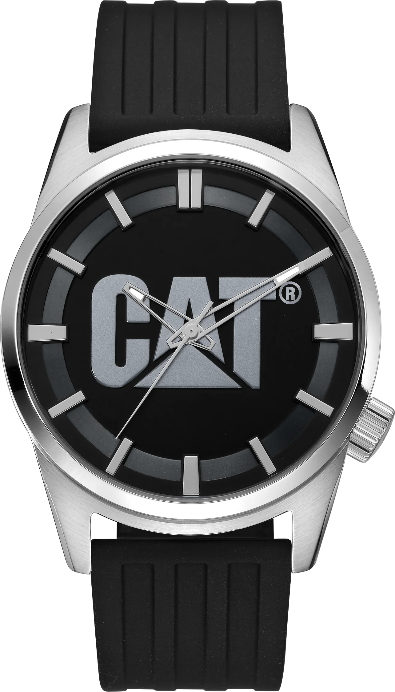 Orologio Icon Nero/Quadrante Argento in Acciaio Inossidabile con Cinturino in Silicone