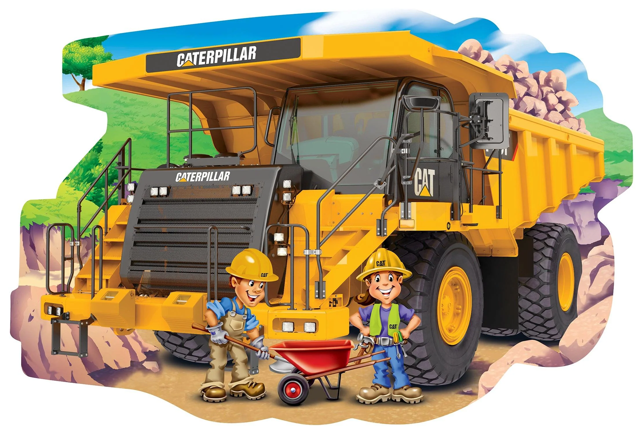 Puzzle a Pavimento da 36 Pezzi con Camion Rullo Caterpillar