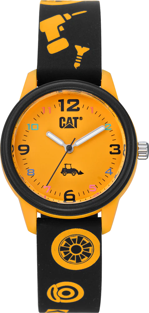 Orologio da polso bambino con quadrante giallo e cinturino nero