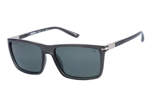 Occhiali da sole frontali classici Gloss Grey con lente verde solida