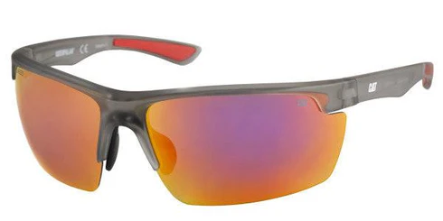 Occhiali da sole da raccolta grigio opaco cristallo con lente specchio rossa