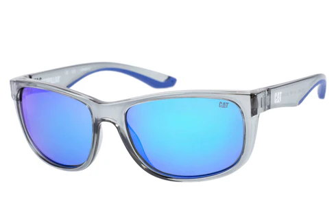 Occhiali da sole classici Gloss Grey con lente specchiata blu