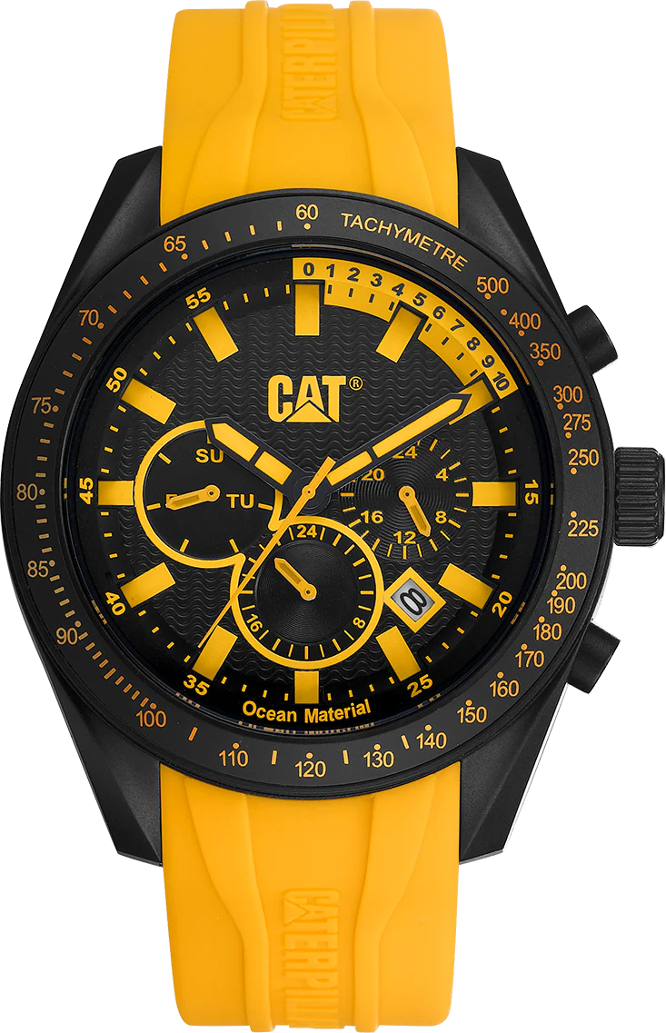 Oceania Multi Watch Quadrante Nero con Cinturino in Silicone Giallo