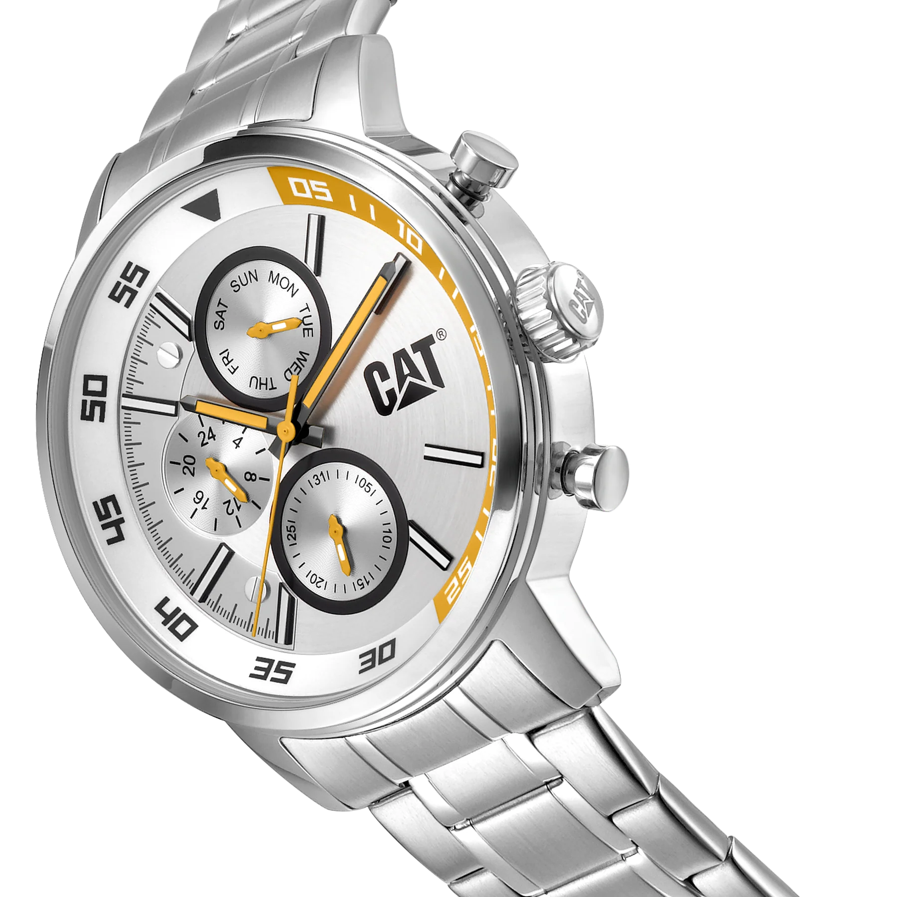 Orologio da polso in acciaio inossidabile con quadrante argento e cinturino in acciaio inossidabile
