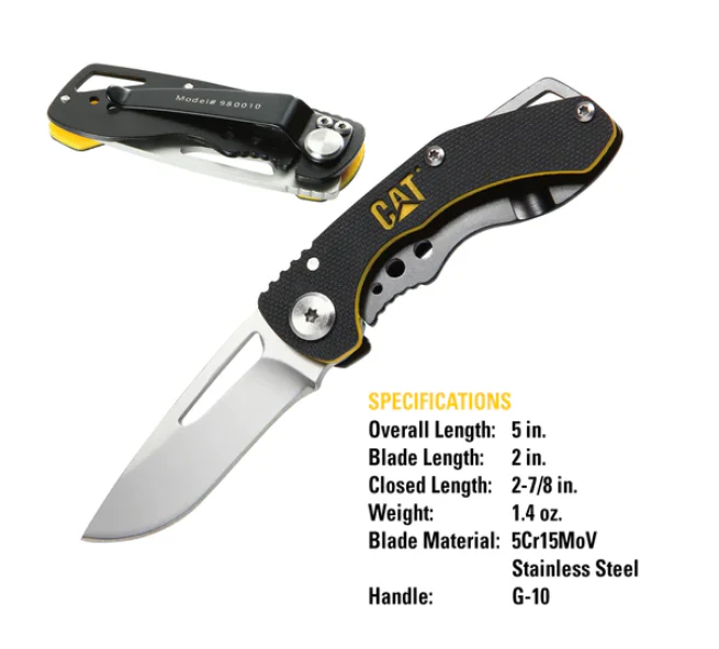 Coltello pieghevole a punta a goccia da 5" con impugnatura nera