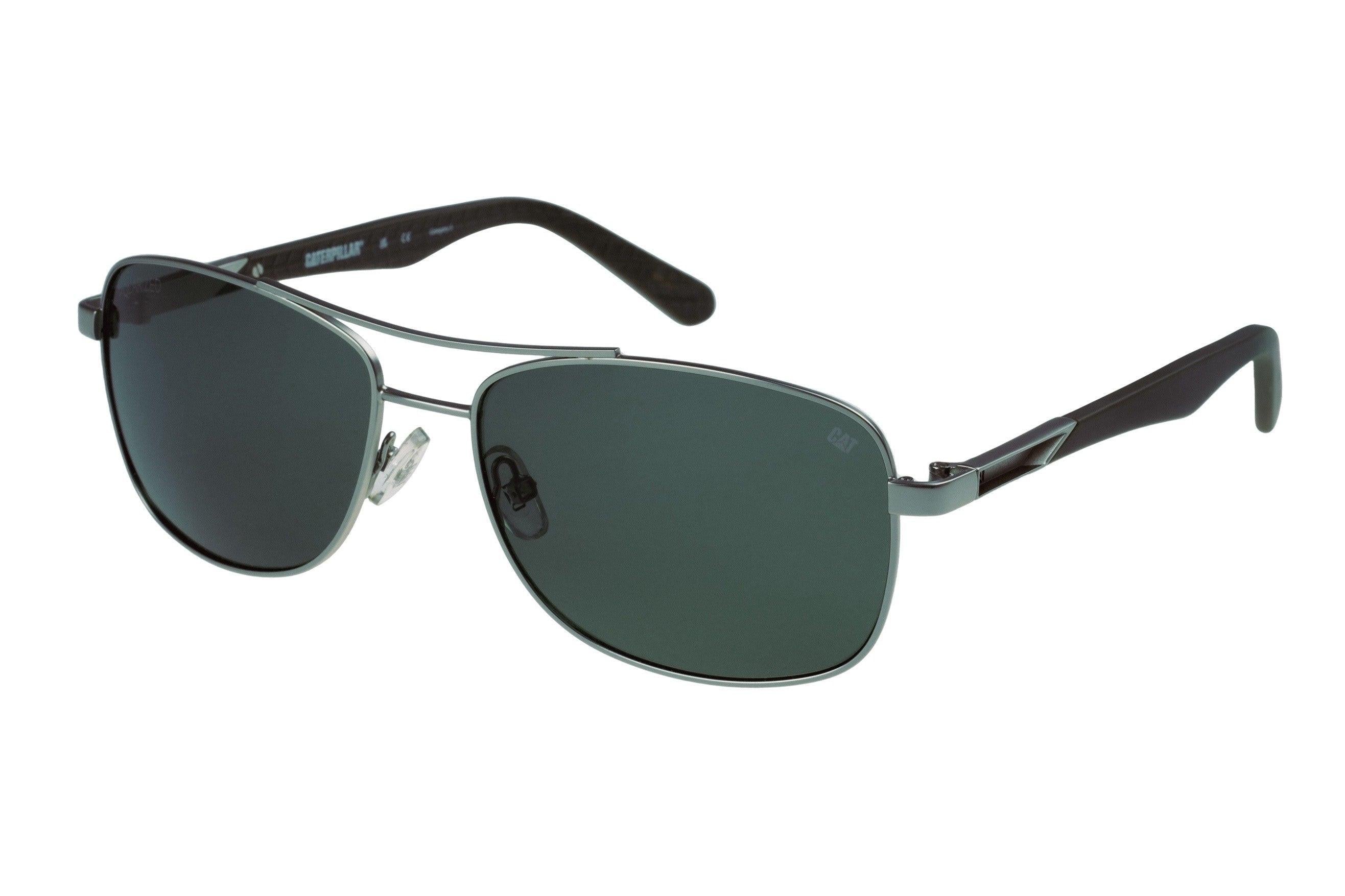 Occhiali da sole aviatore in metallo XL opaco argento con lente verde solida