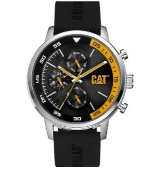 Sail Watch Quadrante Nero/Giallo in Acciaio Inossidabile con Cinturino in Silicone