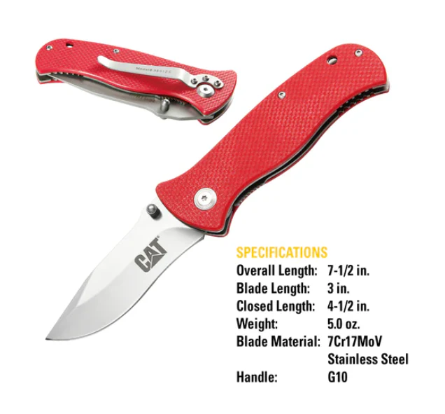 Coltello pieghevole da 7,5" con impugnatura rossa