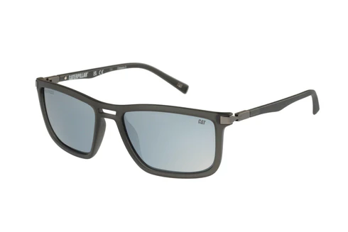 Occhiali da sole polarizzati grigio opaco con lente argento flash