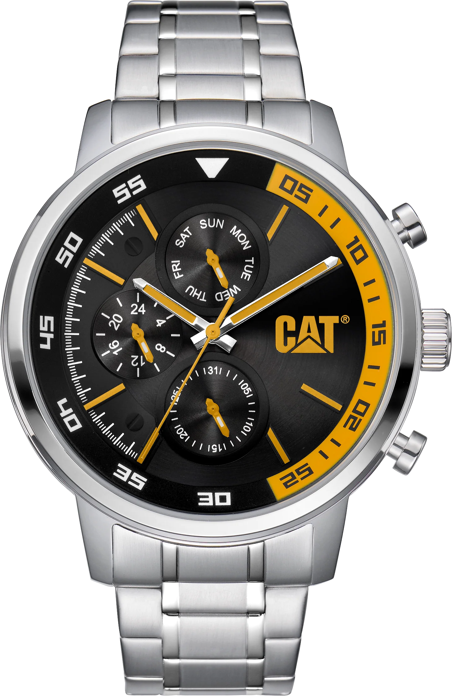 Sail Watch Quadrante Nero/Giallo in Acciaio Inossidabile con Cinturino in Acciaio Inossidabile