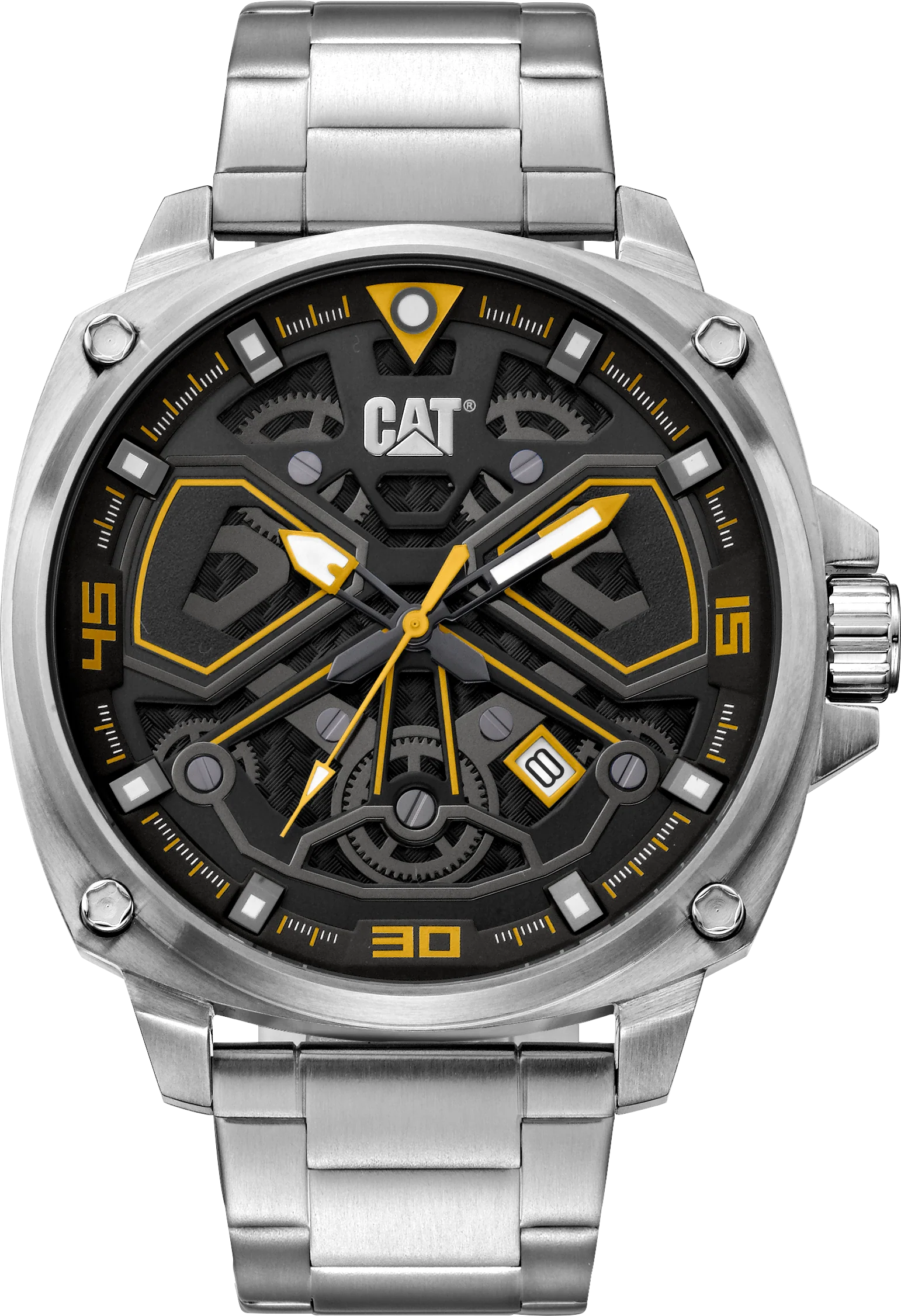 Orologio Tokyo Quadrante Nero/Giallo con Cinturino in Acciaio Inossidabile