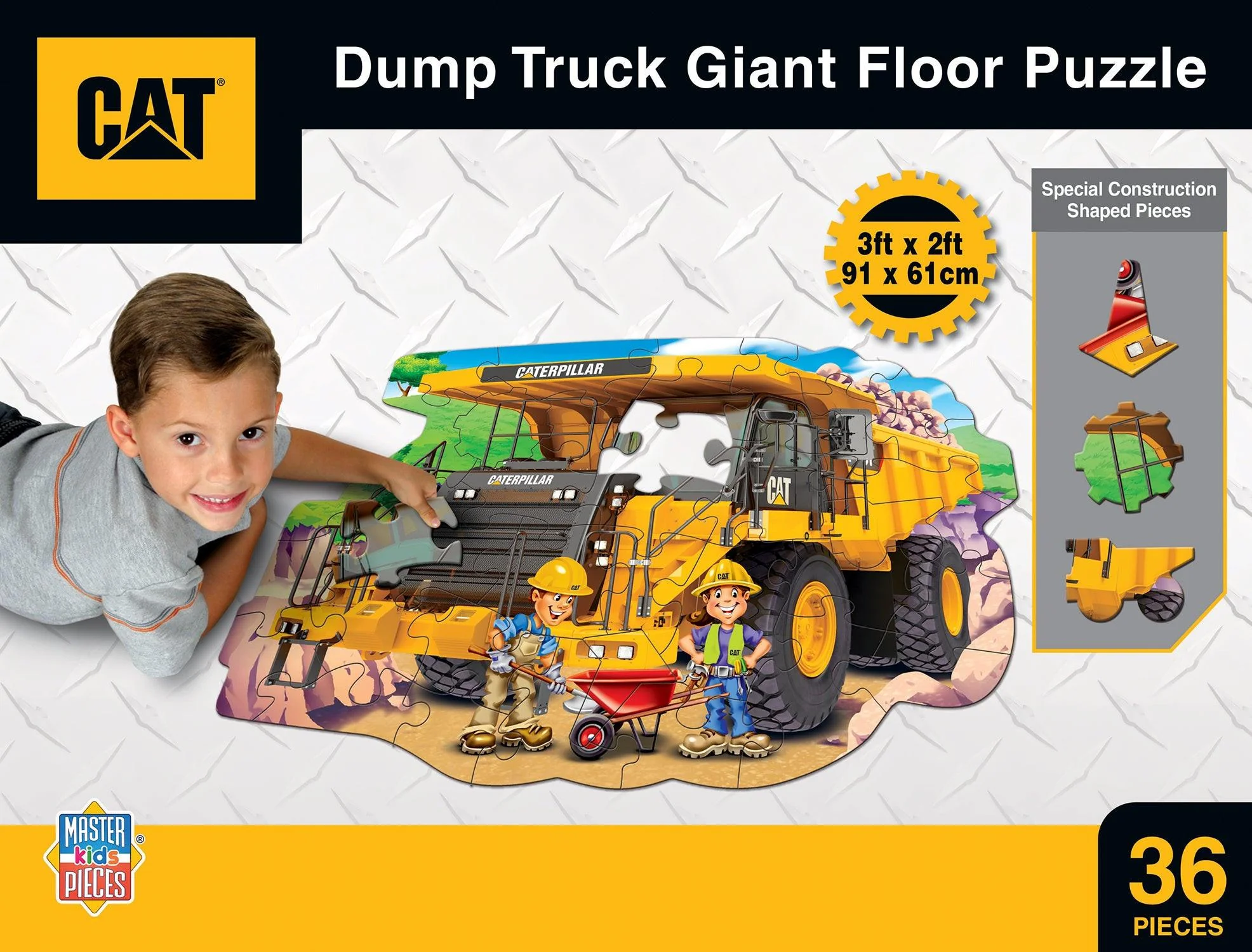 Puzzle a Pavimento da 36 Pezzi con Camion Rullo Caterpillar